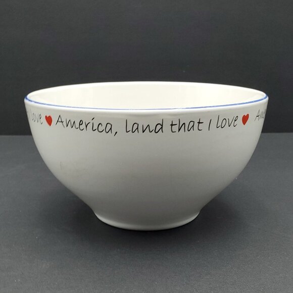 Retroneu Land That I Love Soup Cereal Bowls Patriotic Teddy Bear Pedestal Bowls - Picture 5 of 8